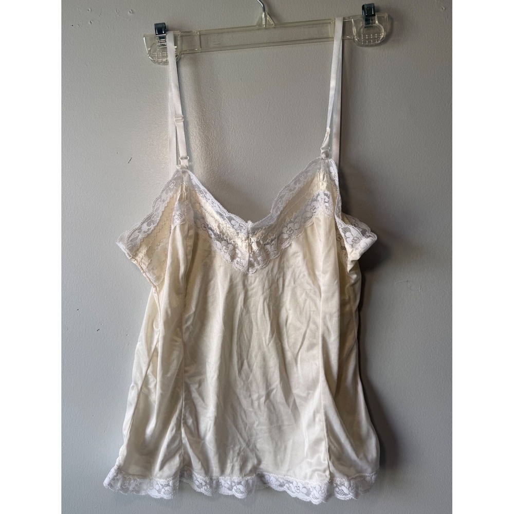 Vintage Mel Lin Cream Lace Trim Cami silky Top
